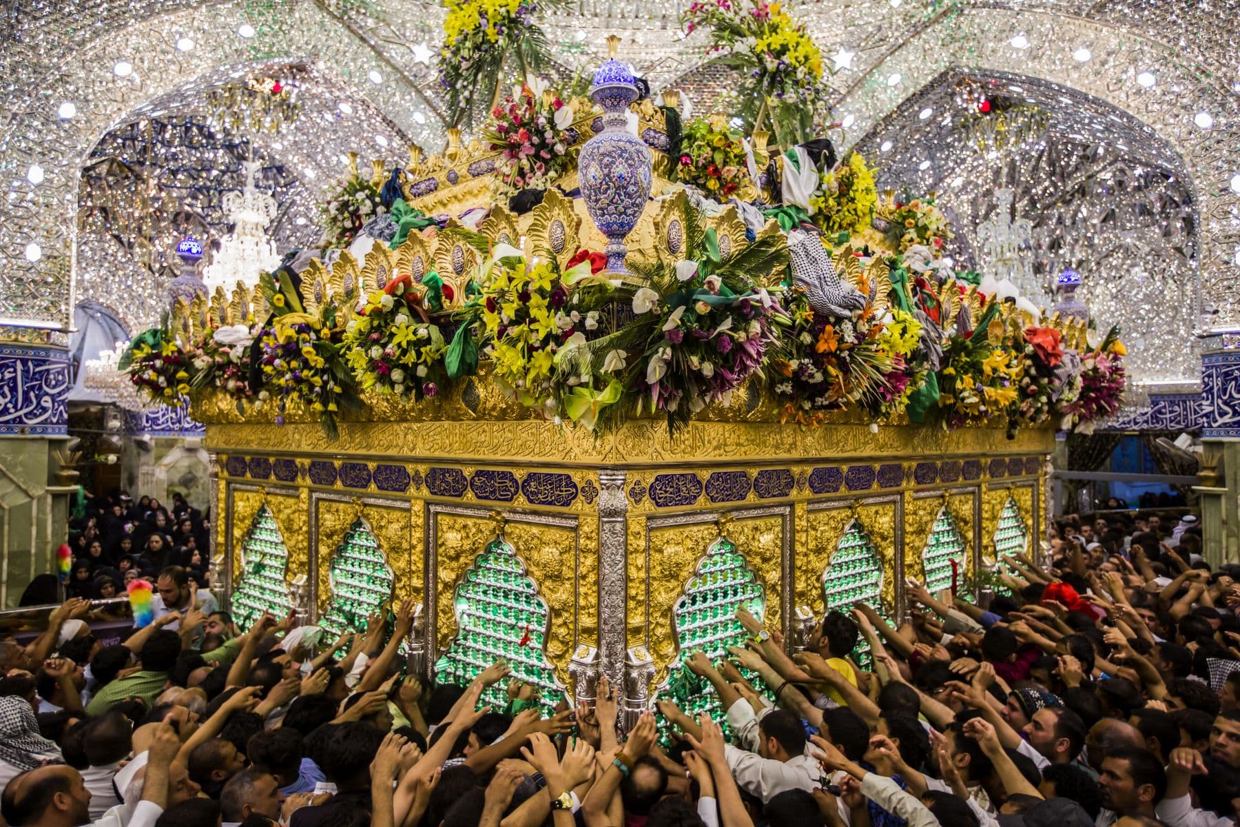 Devotees gathered at a shrine in Karbala, Iraq
