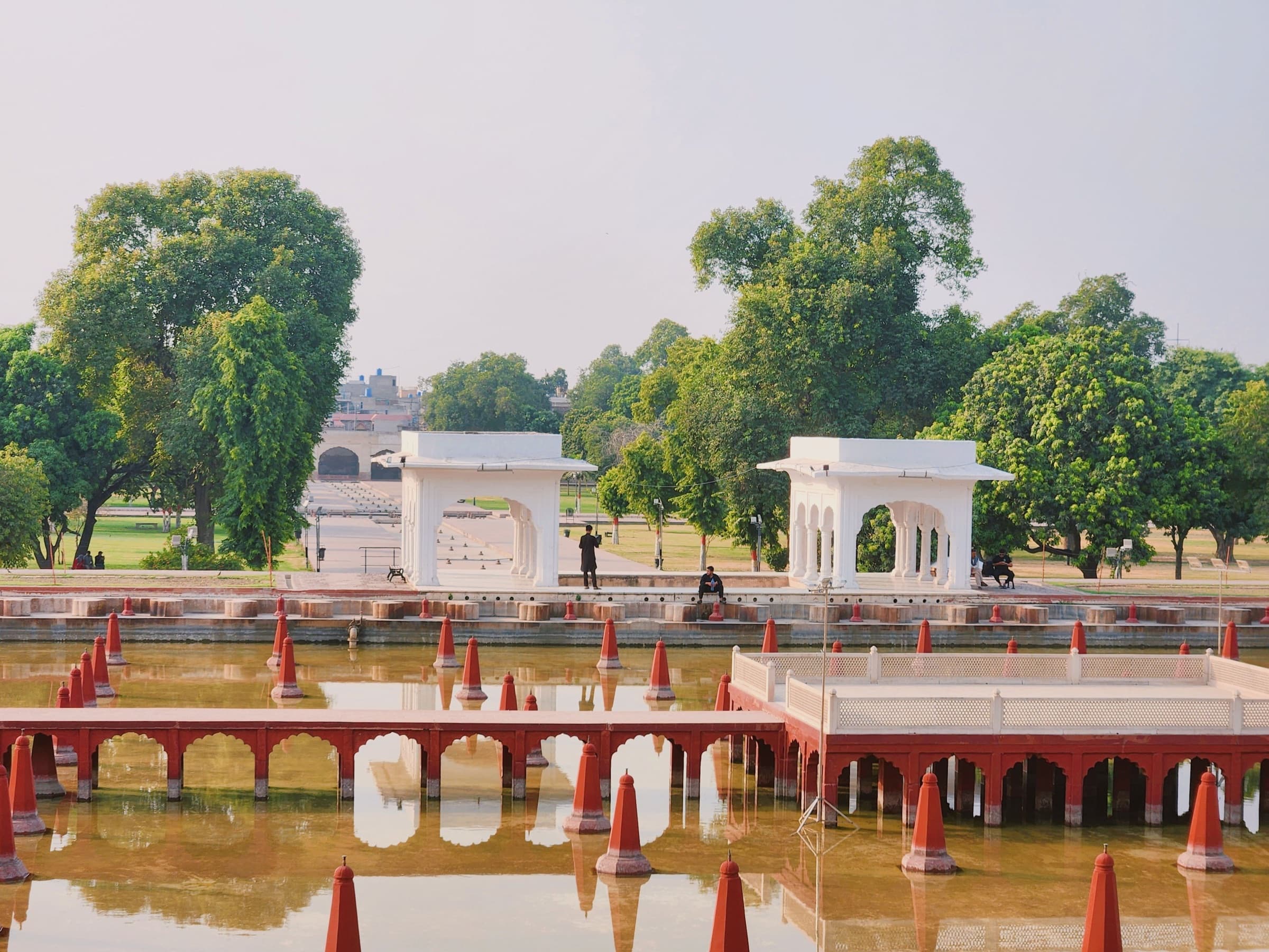 Reflecting pools and greenery in Shalimar Gardens