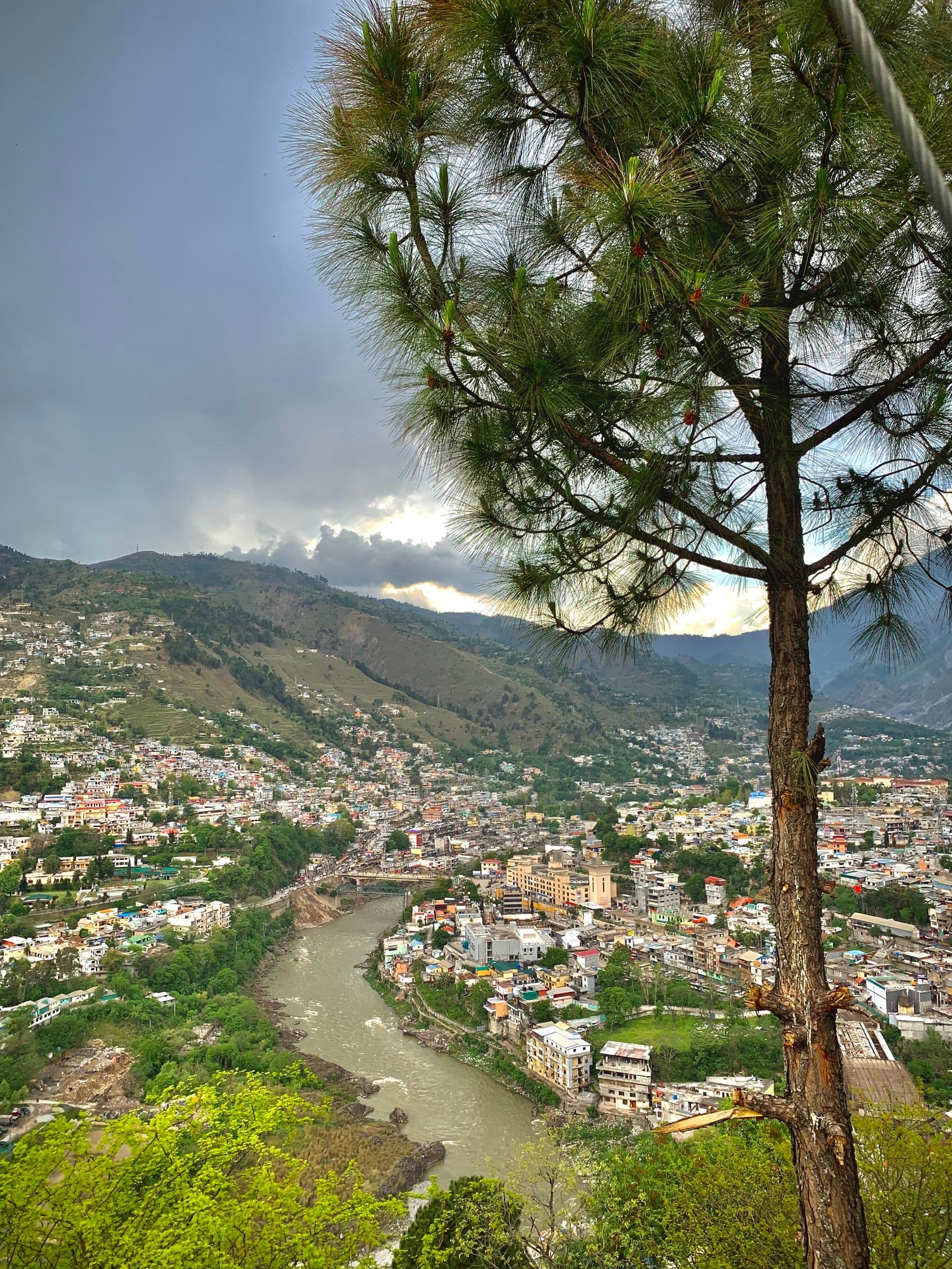 Neelum River winding through Muzaffarabad beneath green hills