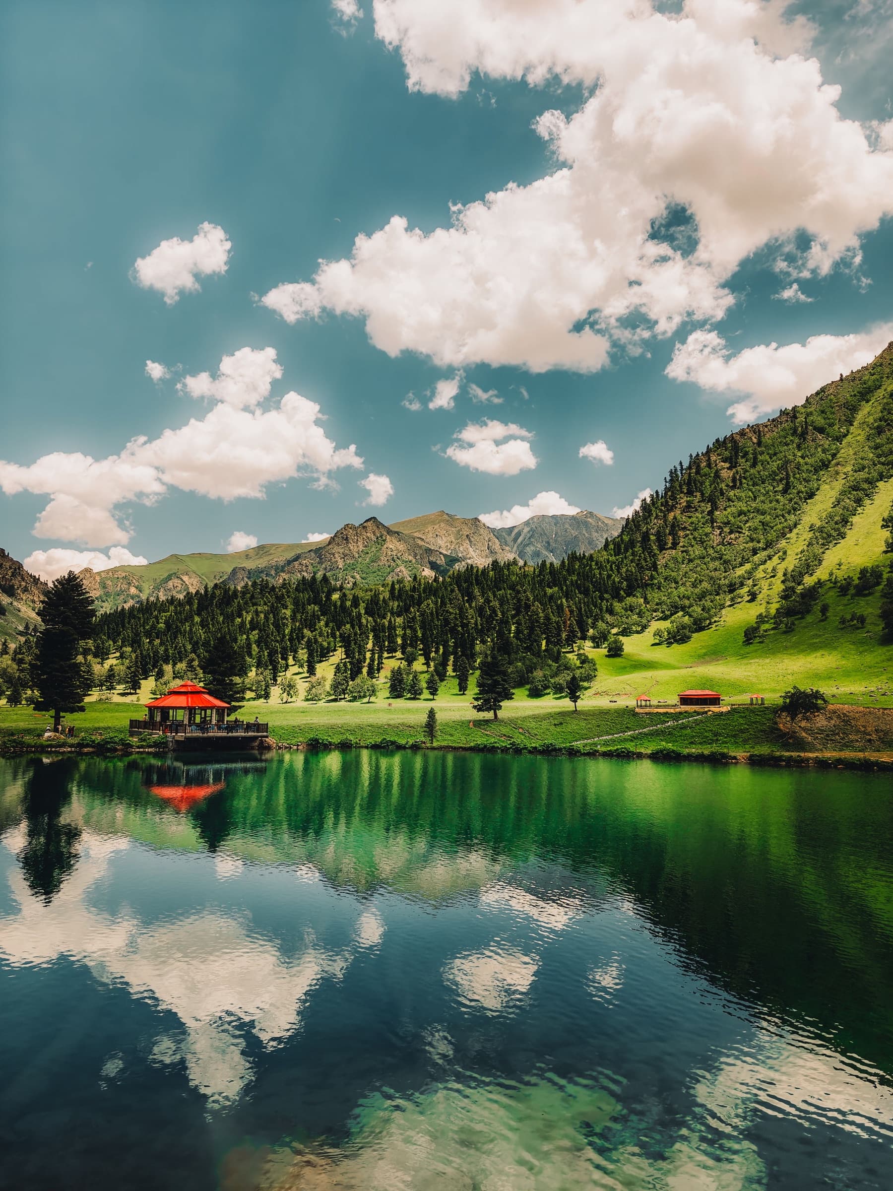 Mountain lake reflecting the landscape near Skardu